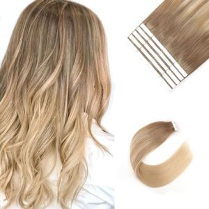 20 Inch Ash Brown to Dirty Blonde Balayage Tape In Human Hair Extensions 20 Piece Set