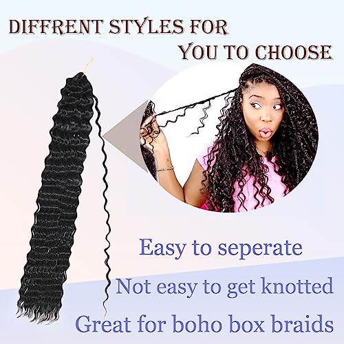 Ocean Wave Crochet Hair 30 Inch 1 Pack Long Deep Wave Braiding Hair Synthetic Curly Crochet Hair Extensions For Black Women (30 Inch, 1pack, 350) - Image 4