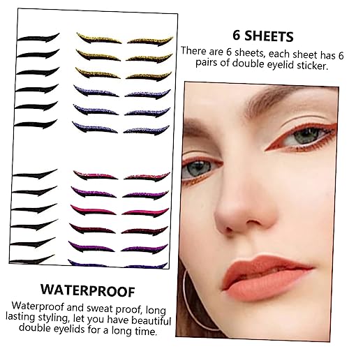 6pcs Eyeliner Invisible Eyelid Stickers Korean Eyelid Tape Glitter Eyelid Tape Adhesive Eye Line Glitter Tape Instant Eyelid Sticker Plastic Beauty Products Double Eyelid - Image 4