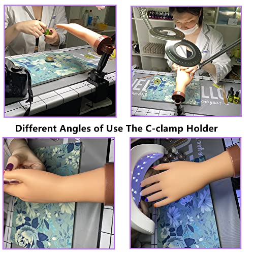Practice Hand for Acrylic Nails, Professional Nail Practice Hand Fake Hand for Nail Practice Mannequin Hands for Nails Practice Nail Training Practice Hand for Acrylic Nail Kit(with Clamp Holder) - Image 7