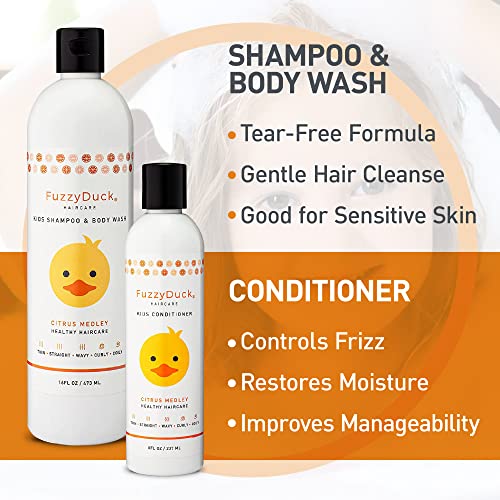8oz Kids Shampoo + Body Wash, 8oz Conditioner, and 8oz Hair Gel Set, All Hair Types, Moisturizer, made w/ Aloe, Sea Botanicals & Honey that reduces Frizz, increases Moisture Content & Manageability for Smooth & Silky Hair-Citrus Medley - Image 4