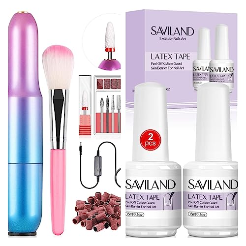 Saviland Portable Electric Nail Drill and Liquid Latex for Nails