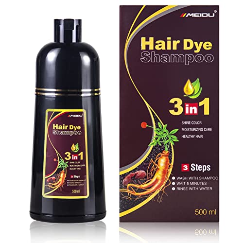 MEIDU Chestnut Brown Hair Dye Shampoo Hair Color Shampoo for Women & Men Hair Dye Shampoo 3 in 1- Herbal Ingredients Coloring Shampoo in Minutes 500ML