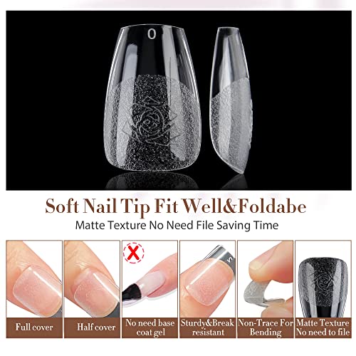 UNA GELLA 504 Pcs Short Coffin Nail Tips and Glue Gel Kit with Integrated Lamp - Image 3