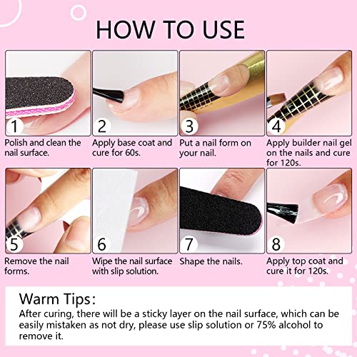 SAVILAND Builder Gels for Nails: 3 Colors 30g Clear Nudes Pink Hard Gel for Nails Extension Gel Set with 15ml Base Top Coat 100pcs Nail Forms Nail Brush Nail Art Manicure Set for Professionals - Image 6