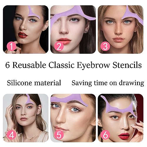 Reusable Purple Silicone Eyebrow Stencil Shaping Kit for Effortless Makeup Application - Image 3