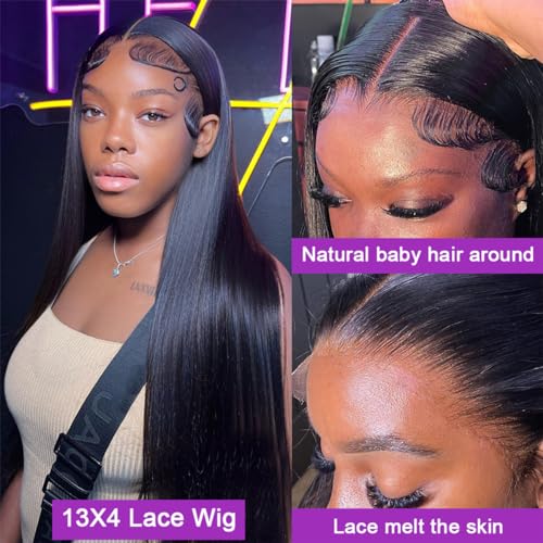 Straight Lace Front Wigs Human Hair Pre Plucked With Natural Hairline 180% Density 13x4 Lace Frontal Wigs For Black Women Human Hair (20 Inch New, 13x4 Straight Lace Front Wigs Human Hair) - Image 3