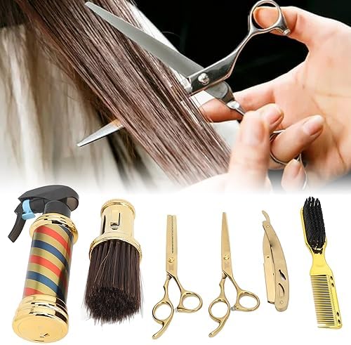 Professional 6-Piece Hair Cutting Scissors Set with Spray Bottle, Comb, Brush, Beard Holder - Image 3