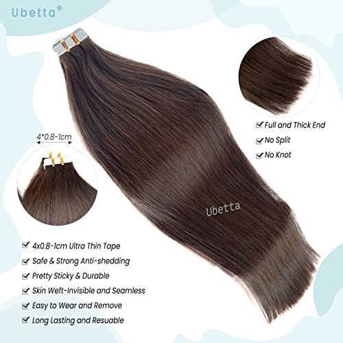 Tape in Hair Extensions,Real Human Hair Tape in Extensions, Brown Hair Extensions Human Hair Tape ins for Women, 20 Pieces Tape in Hair Extensions Remy Human Hair, 22 Inch Double Sided Tape Hair - Image 5