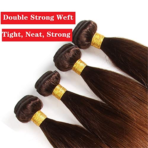 10A Ombre Brazilian Straight Hair 4 Bundles 100% Unprocessed Virgin Brazilian Remy Hair Bundles Straight Human Hair Bundles 2 Tone T4/30 Human Hair Weave Bundles (22 24 26 28) - Image 3