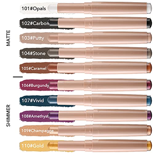 MAEPEOR Matte Shimmer Eyeshadow Stick 10 Colors Cream Eyeshadow Pen Waterproof and Long Lasting Shadow Stick (105# Caramel) - Image 3
