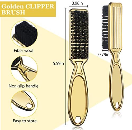 2-Piece Gold Barber Blade and Hair Clipper Cleaning Brush Tool - Image 2