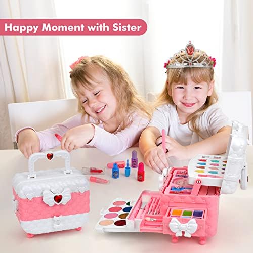 Kids Makeup Kit for Girl Toys, 60PCS Teensymic Toys for Girls Real Washable Makeup Girls Princess Gift Play Make Up Toys Makeup Vanities for Girls Age 4 5 6 7 8 9 Birthday - Image 5