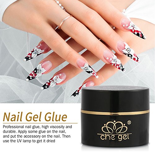 Nail Art Glue,Rhinestone Glue Gel Nail Art Nail Glue Gel Adhesive Resin Gem Jewelry Diamond Gel Nail Polish Clear Decoration Shine Finish and Long Lasting Soak Off LED Gel Base Top Coat Glossy - Image 5