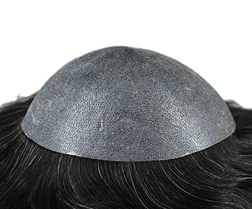 Natural Black toupee for Men 20% Grey Hair Mixed PU Skin Hair System Hair Patch - Image 5