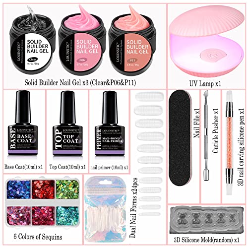 LOUINSTIC Builder Nail Gel for Nails - Solid Builder Nail Gel 3 Colors, Non-Sticky Hands for 3D Sculpture Modeling Nail Extension (0.7oz/20g) - Image 2