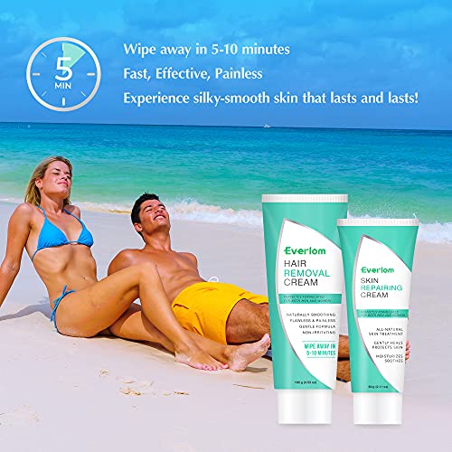 Hair Removal Cream For Women: 2 Pack Premium Gentle Depilatory Cream Inhibitor Kit - Designed for Body Bikini Area and Sensitive & Intimate Regions - Nourishes the Skin With Aloe Vitamin E Jojoba Oil - Image 6