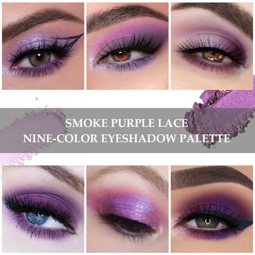 9-Color Purple Pink Eyeshadow Palette, Highly Pigmented Long-Lasting Waterproof Shades - Image 2