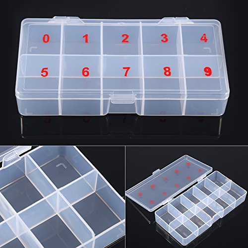 5 Pcs Nail Tip Box Nail Drill Bit Case False Empty Nail Tips Organizer Storage Box False Tips Plastic Half Cover Compartments Acrylic Translucent Art Storage Case Container Nail Box for Salon Home DIY - Image 2
