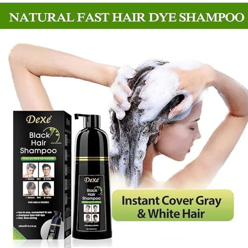 Instant Black Hair Shampoo 400ml - Semi-Permanent DeXe black Hair Dye shampoo for Natural Hair, Lasts 30 Days, Fast Acting Formula for Men & Women - Image 6