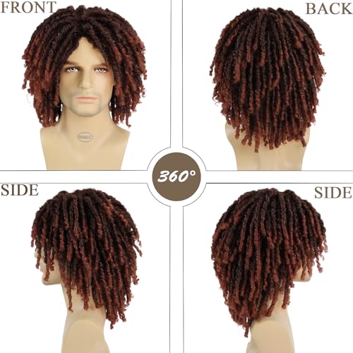 GNIMEGIL Men's Ombre Auburn Short Curly Synthetic Braided Wig for Daily Wear - Image 4
