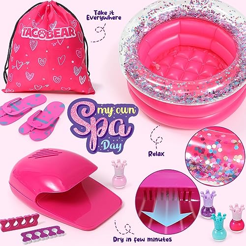 Tacobear Kid Foot Spa & Nail Art Kit, Foot Spa Day Girl Stuff, Massage Foot Soak Pool and Nail Dryer, Girl Gift for 5 6 7 8-12 Year Old Toys, Christmas Birthday Gifts for Children - Image 5