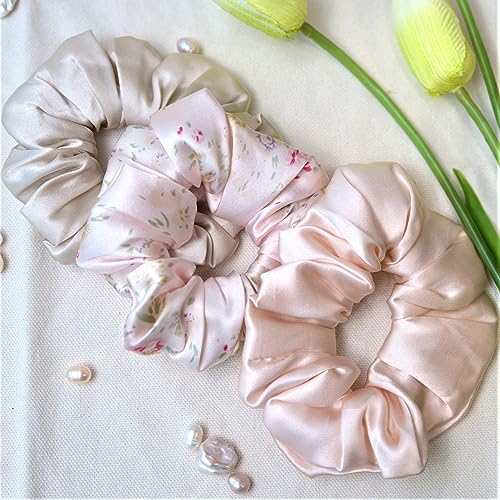 3Pack Silk Scrunchies For Hair 100% Pure Mulberry Silk 16 Momme Scrunchies With Elastic Band Silk Hair Scrunchies Hair Ties For Women Girls - Image 6