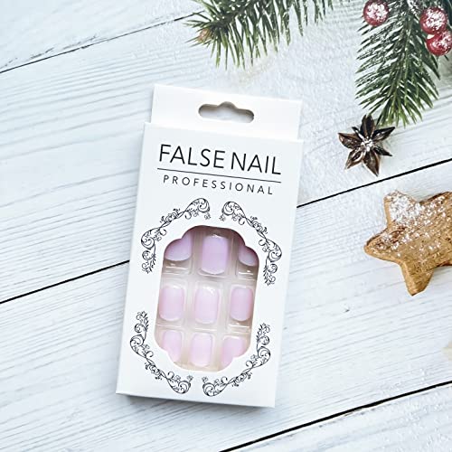 Short Square Light Purple Glossy Press on Nails 24 Pcs Full Cover - Image 4