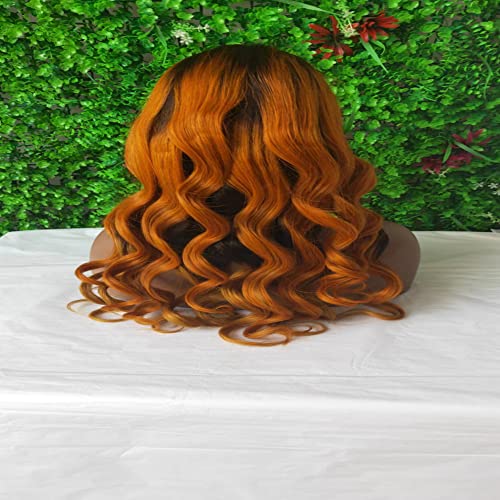 Ombre Orange Ginger Colored Wigs Body Wave 13x6X1 T Parting Lace Front Wig Pre Plucked Human Hair Wigs 150% Indian Remy(22inch) - Image 5