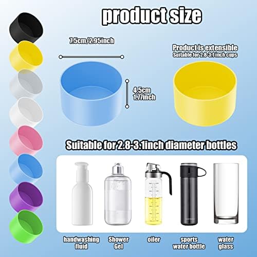 8 Pack Washable Silicone Non-Slip Sleeves for 12-24 oz Bottles - Image 2
