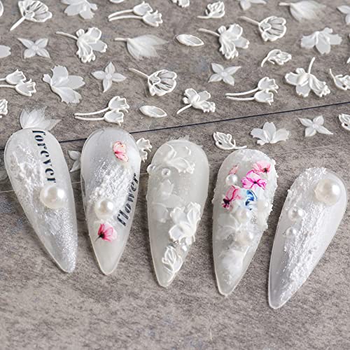 TailaiMei 4 Sheets Flower Nail Art Stickers 5D Exquisite Embossed Nail Decals, Self-Adhesive Carving Design Daisy Rose Nail Decoration for Women DIY - Image 6
