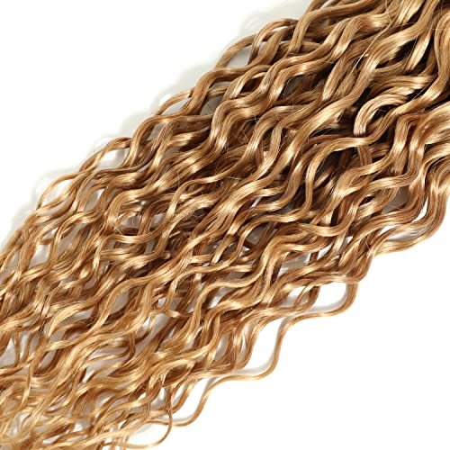 X-TRESS 3 Bundles(10+12+14) Ombre Curly Blonde Human Hair Bundles Honey Blonde and Black Bundles Brazilian Remy Virgin 100% Human Hair Weave Color #1b27 Water Wave Bundles (10 12 14) - Image 5