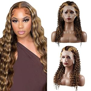 P4/27 Highlight Lace Front Wig Human Hair Water Wave Ombre Blonde 13x6 HD Transparent Lace Front Wigs Per Plucked With Baby Hair 150% Density glueless Brazilian Virgin Hair 22 Inch