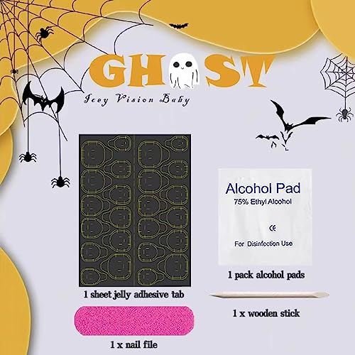 24Pcs Halloween Press on Nails Medium Length Horror Bloody Fake Nails White French Tips Nails Full Cover False Nails with Nail Glues Halloween Nail Art Natural Reusable Stick on Nails for Women and Girls Nails Decoration - Image 6