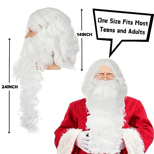 Santa Beard and Wig Set Professional Deluxe Santa Claus Hair with Short and Long White Fake Mustache Realistic Men Christmas Clause Costume Cosplay Accessories - Image 5