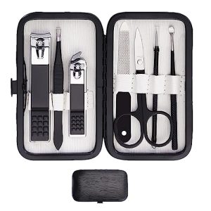 Durable Men's Nail Clipper Set with Travel Case for Personal Grooming Manicure Tool Kit