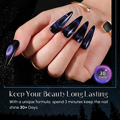 Aokitec 8ML*6 9D Cat Eye Gel Nail Polish Kits With Black Gel Polish And Magnetic Galaxy Glitter Holographic Shimmer Magic UV LED Soak Off Gel For Nail Art - Image 3