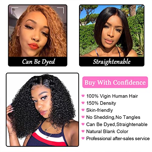 Short Curly Wig Lace Front Human Hair Wigs for Black Women Pixie Cut Lace Front Wigs 4x4 Brazilian Remy Human Hair 150% Density Natural Black Color 8 Inch - Image 4