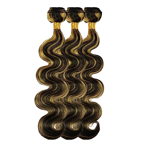 24 26 28 Inch Highlight Human Hair Bundles Blonde Body Wave Bundles Brazilian Two Tone Black Mixed With Honey Blonde Bundles Human Hair Unprocessed Virgin Hair 3 Bundles - Image 7