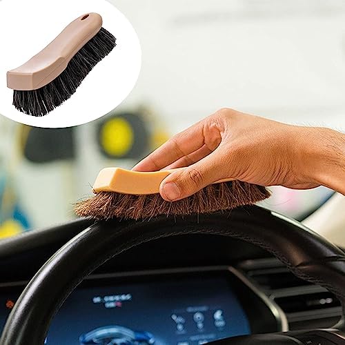 Khaki Long Bristle Horse Hair Car Interior Cleaning Brush for Automotive and Home Use - Image 6