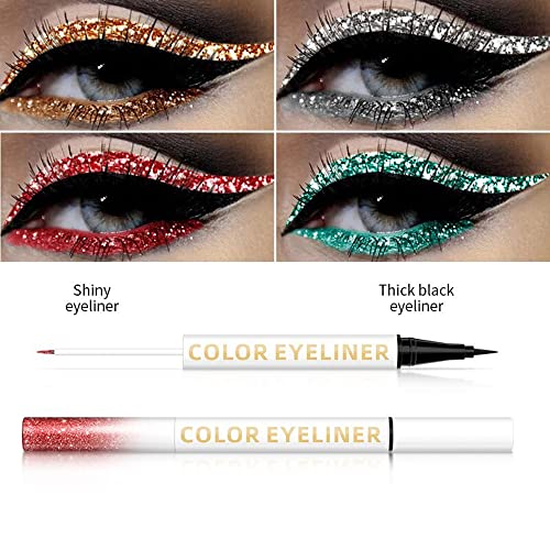 2-Piece Waterproof Eyeliner Set Black and Metallic Liquid Eye Makeup - Image 6
