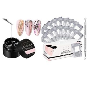Makartt 3D Clear Spider Gel for Nail Art Elastic Gel Nail Paint Drawing 3D Spider Gel Bundle With Nail Polish Nail Gel Remover