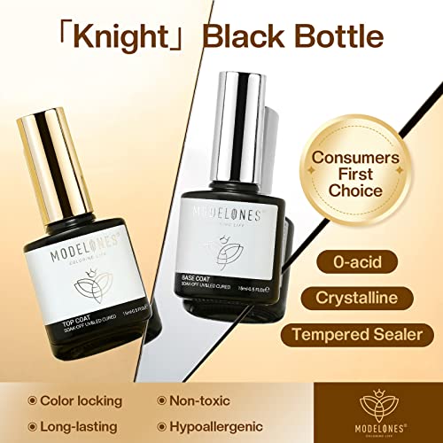 modelones Gel Top and Base Coat, 2Pcs 15ml and Coffin Gel Nail Tips Prep Colored 2 in 1 Soft Nail Tips - Image 7