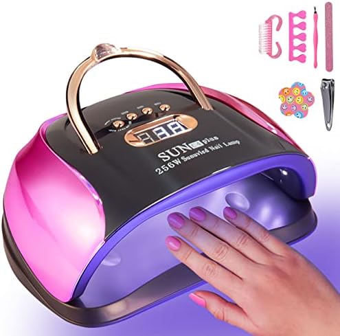 UV LED Nail Lamp, 256W UV LED Nail Dryer Light for Gel Nails Polish Manicure Professional Salon Curing Lamp with 4 Timer Setting Sensor/57pcs Dual Light Beads(Comes with 6 Free Gifts) - Image 2