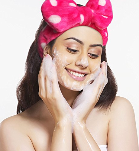 Hairizone Makeup Wrap Headband for Facial Wash Shower Hairband Adjustable Elastic Bowknot Cosmetics Hair Band for Women (Roseo) - Image 5