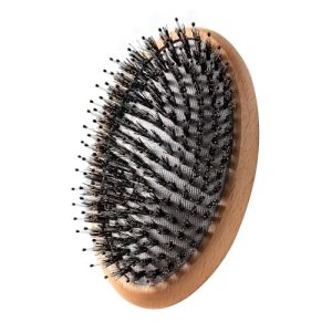 Natural Wooden Boar Bristle Hair Brush for All Hair Types, Gentle Scalp Massage, Reduces Tangles