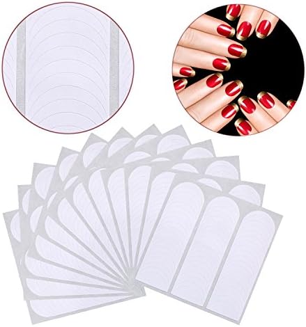 Blulu 576 Pieces French Manicure Nail Stickers Strips, Self Adhesive Nail Sticker Tips for Manicure Decoration DIY Tools (Moon Shape Design, 576 Pieces) - Image 2