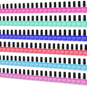 24in Nail Polish Rack Wall Mounted Shelf with Removable Anti-Slip End Inserts, 6 Pack Clear Acrylic Nail Polish Organizer Wall Rack Display 150 Bottles