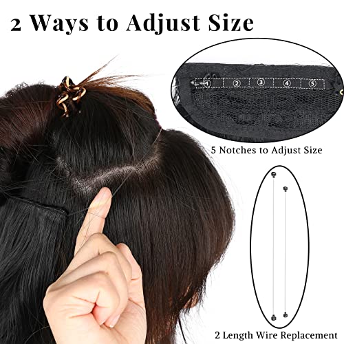 Dark Brown Wavy Invisible Wire Hair Extensions 20 Inch with Adjustable Headband and Clips - Image 7