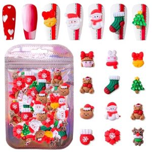 24 Piece Christmas 3D Resin Nail Charms Set Self-Adhesive Decorative Pieces